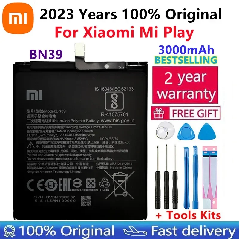 

2023 Xiao Mi 100% Original Battery BN39 For Xiaomi Play MiPlay Mi Play 3000mAh High Capacity Rechargeable Phone Batteria Akku