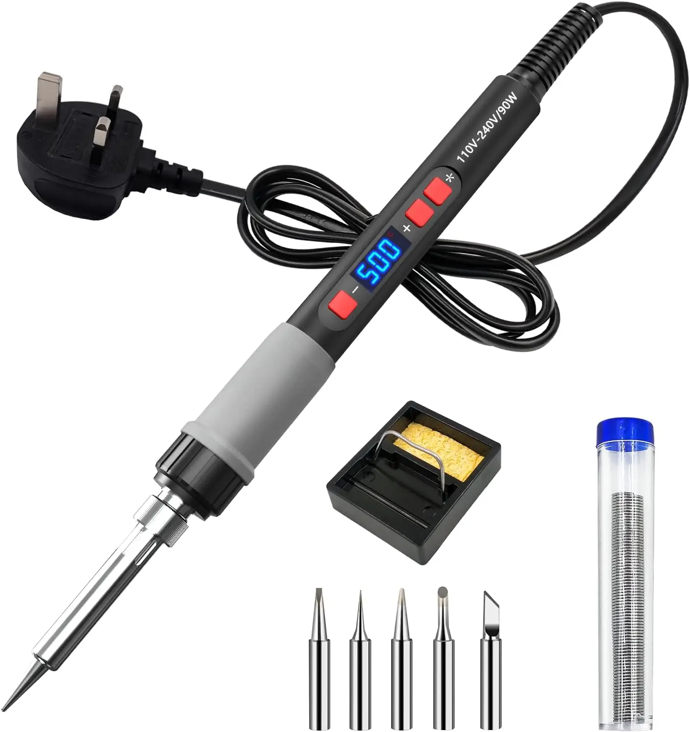 Soldering Iron,Welding Iron Kit with 5 Replacement Soldering Iron Tips, Stand, Solder Wire, for Repair, DIY