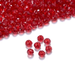 Cicifu Mix Green Faceted Crystal Glass Beads - Assorted Sizes and Quantities - 6mm(40pcs) (Dark red)