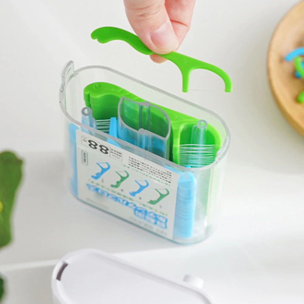 Children Automatic Floss Box Large Capacity Press-type Teeth Sticks Holder Reusable Floss Organizer Floss Dispenser