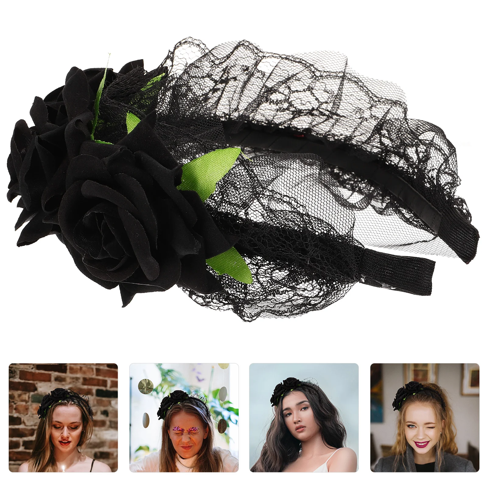 

Artificial Rose Headband Party Lace Headdresses Wide Headbands for Women Hair Accessories Girls