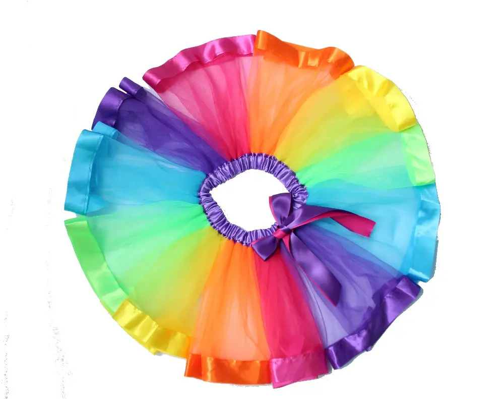 Kids Handmade Tutu Skirt Girls Rainbow Tulle Pettiskirt Dance Bubble Skirt 2-9T
