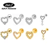 1PC ASTM F136 G23 Titanium CZ Heart Stud Earring Internally Threaded Piercing Labret Stud Tragus 16G Piercing Jewelry Wholesale 1