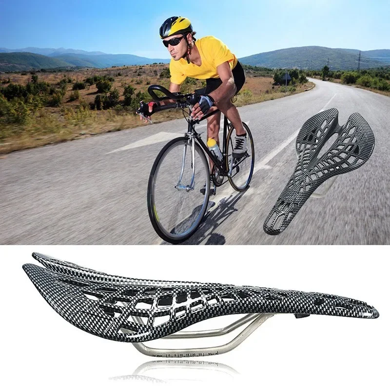 Urltra-Light Bicycle Saddle Carbon Fiber Waterproof Spider Hollow Saddle Seats MTB Road Bike Breathable and Comfortable Saddle