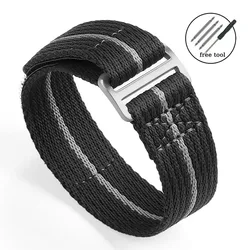 Durable Nylon Fabric Watch Strap with Touch Fastener - Men's Replacement Wristband Belt - 22mm (Black Gray)
