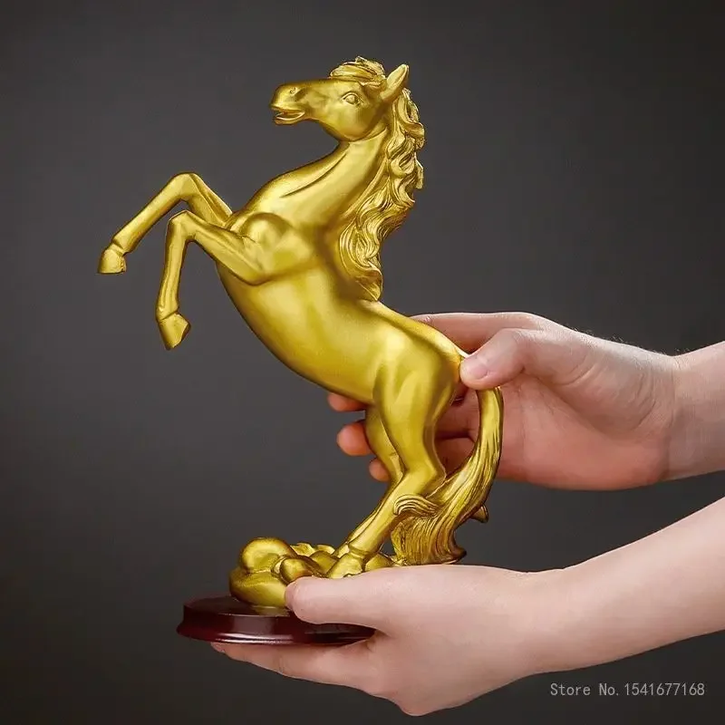 Creative Resin Horse Sculpture Ornament Gold Ornament Arriving Success Home Living Room Study Bookcase Office Decorations Crafts