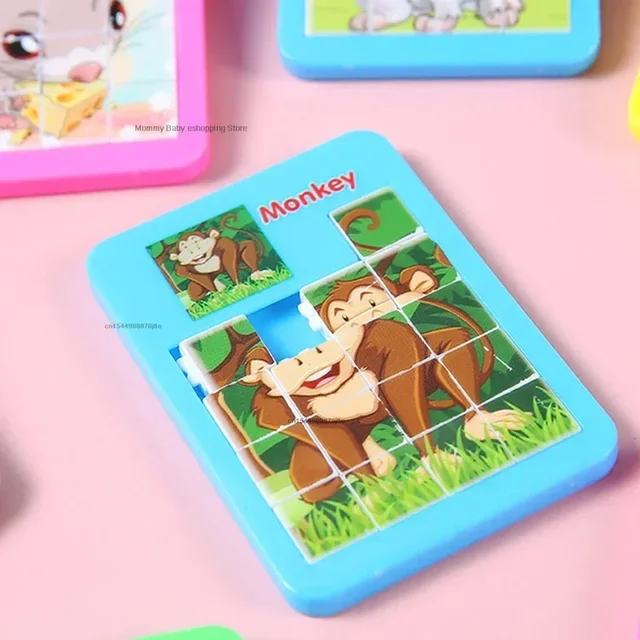 1pc Mini Early Educational Toy Developing for Children Jigsaw Digital Number 1-16 Animal Cartoon Puzzle Game Toys 5