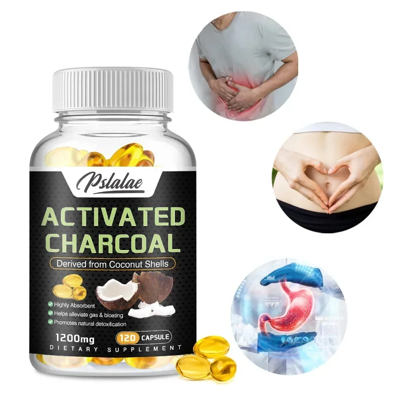 

Activated Charcoal Capsules 1,200 Mg - Helps Relieve Gas and Bloating, Natural Detox Supplement