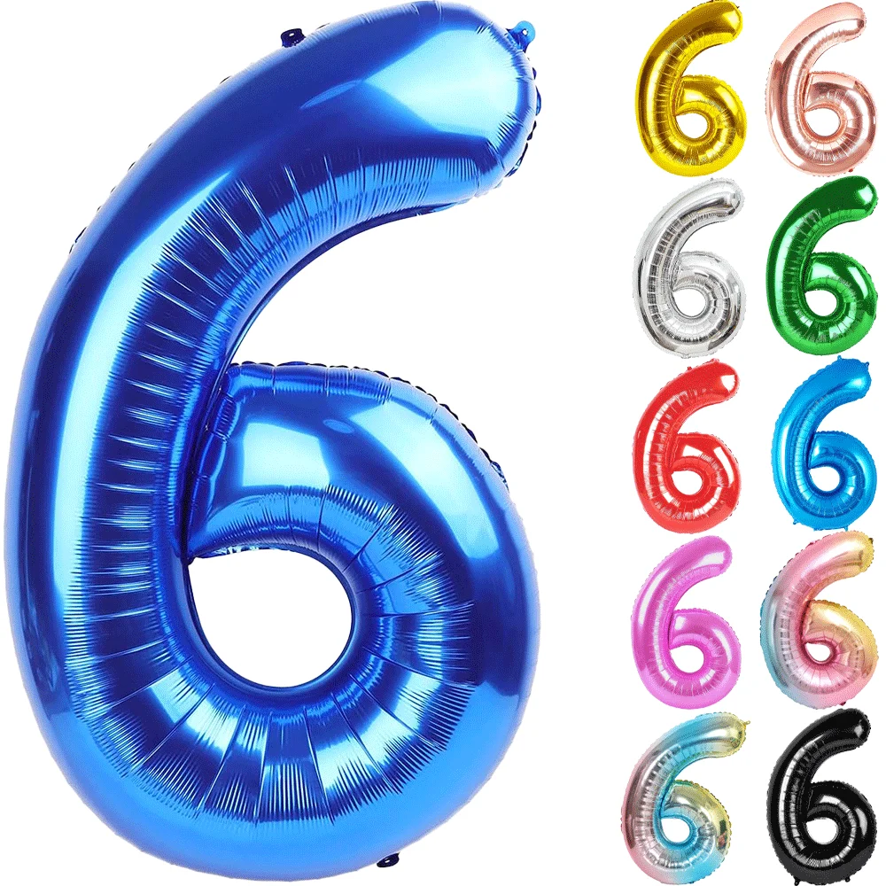 32 Zoll mehrfarbige Nummer 6 Ballon große Zahlenballons 0-9 Jungen Mädchen Geburtstagsdekoration Frauen Männer Party Jubiläumszubehör