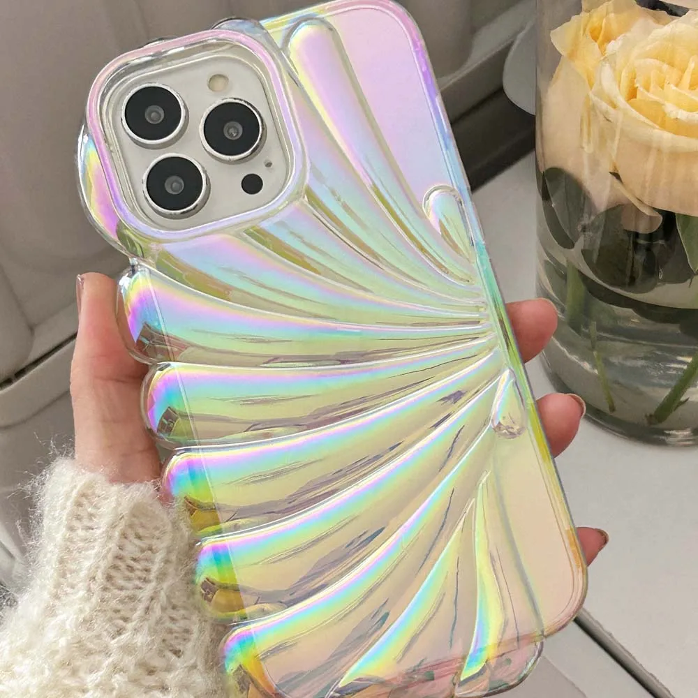 Glitter Laser 3D Clam Shell Phone Case for iPhone 14 13 11