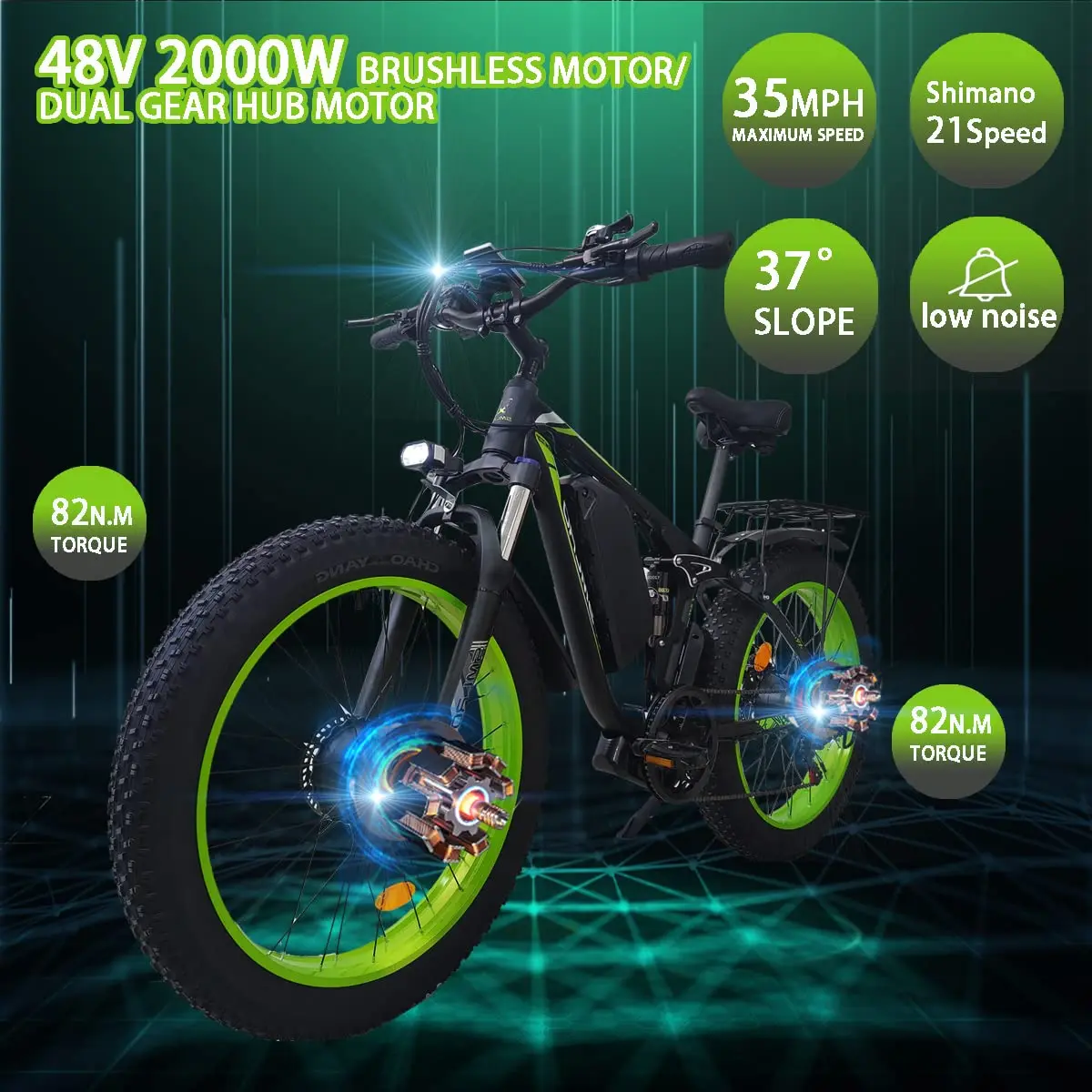 2000W Dual Motor Electric Mountain Bicycle 48V 22.4AH Full Suspension City Road Ebike 26" Fat Tire E Bike V3 MTB Velo