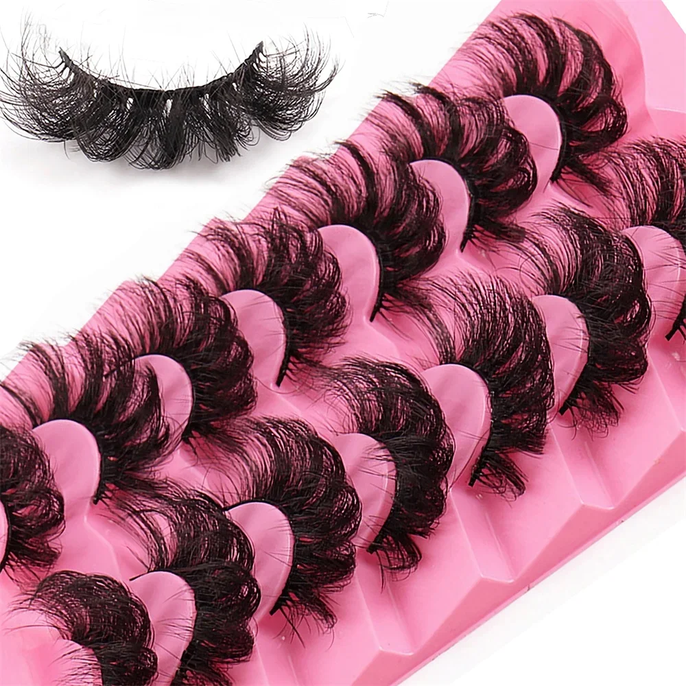 

7 Pairs 3D Fake Lashes Bulk Russian Volume Fluffy Natural False Eyelashes Thick Dramatic Mink Eyelashes