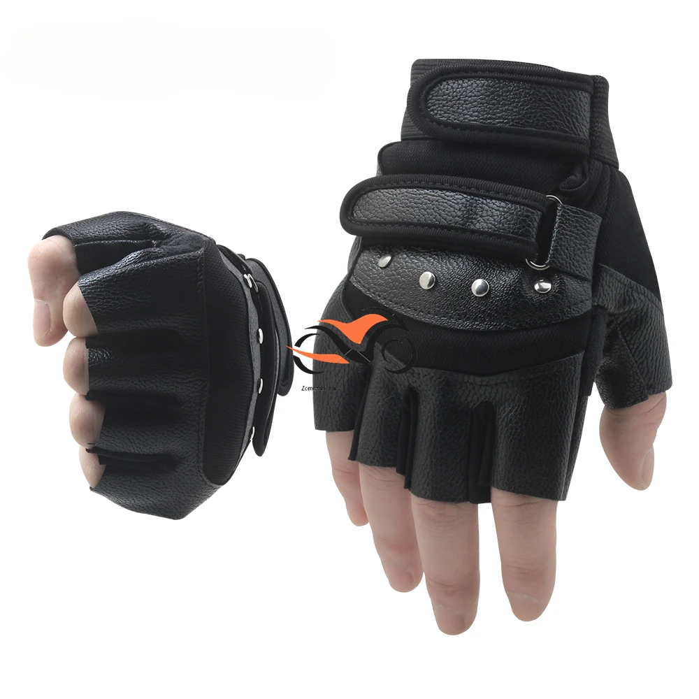 

Summer Leather Motorcycle Gloves Fingerless Men Women Adjustable ATV Motorbike Motos Moto Scooter Riding Racing Biker Gloves