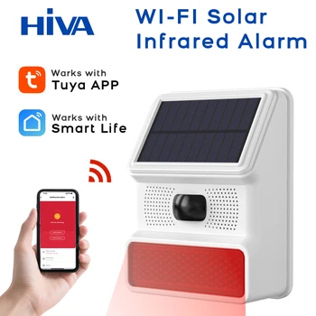 Smart WiFi Infrared Motion Detector Solar Alarm IP65 Waterproof Whit Remote Control for Shed Garage Home Security Alarm System 1