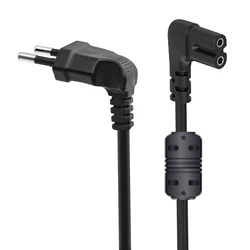 Angled EU Power Cord with 90-Degree Plug - 1.5m (With filer)