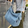 Bolso de tela vaquera reutilizable para mujer, bolsa de hombro de lona ecológica para ir de compras, de viaje, cruzado, Unisex, 2023