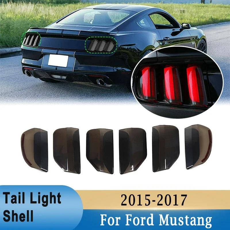 6Pcs Rear Tail Light Shell Decorative Cover Taillight Lamp Guard Trim Frame Bezels Hood for Ford Mustang 2015-