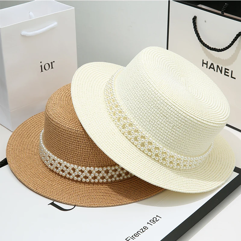 

Women Hat Sun-shading Flat Straw Hat Women Summer Fedora Hat Travel on The Beach and Beach Vacation Sunscreen Hat панама