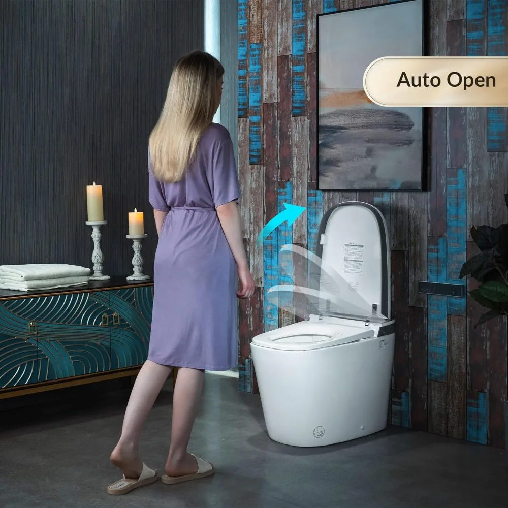 Smart Bidet Toilet,1.28 GPF Dual Flush, Auto Open & Close, Auto Flush, Foot Sensor, 1000 Gram MaP Flushing Score, Heated Seat 3