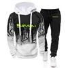 2024 Spring Autumn Gunki Logo Print Fashion Gradient Color Sports Set Men's Comfortable Hoodies Tracksuit+Casual Sweatpants Suit 6