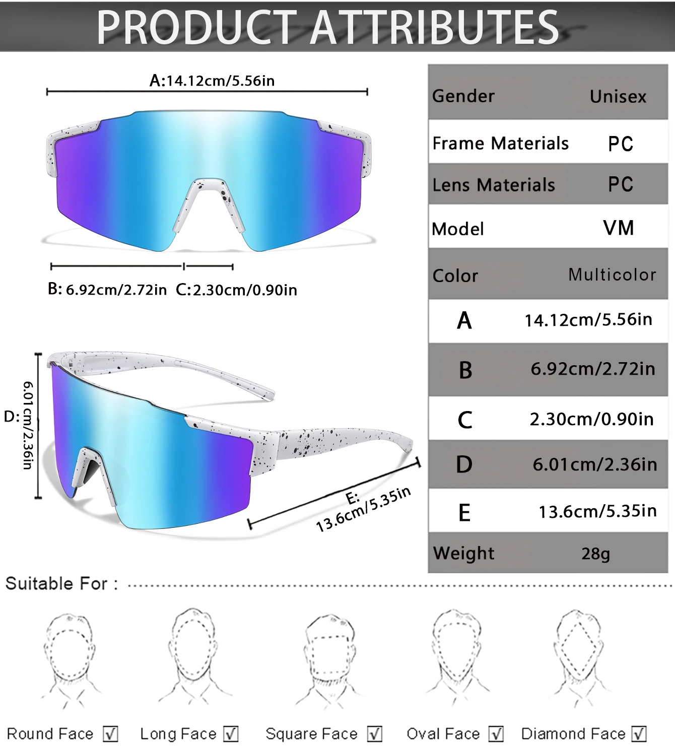 Description Picture 3 of item3 Pairs Fishing Sunglasses Sports Men Women Bike Glasses Cycling Mtb Bicycle Eyewear Large Windproof Goggles UV400