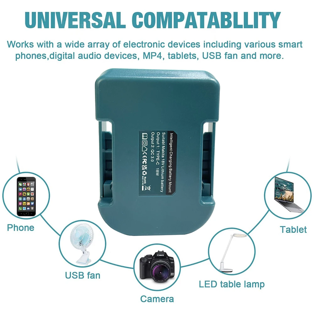 1pc For Makita 18V With USB With Type-C Battery Holder For Makita 18V Battery BL