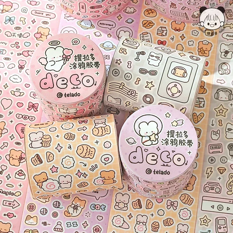 Mr.paper 4style 500cm Graffiti Tape Colorful Adhesive Tape DIY Decoration Craft Projects decoration tape