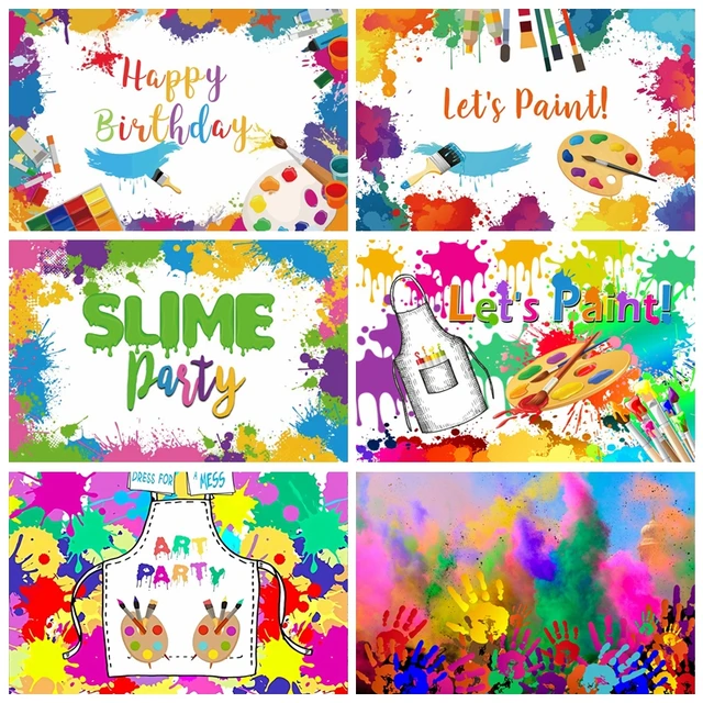 Slime Birthday Party Decorations Backdrop Colorful Slime Happy Birthday  Banner Photo Background for Kids Paint Art Party Slime Birthday Baby Shower