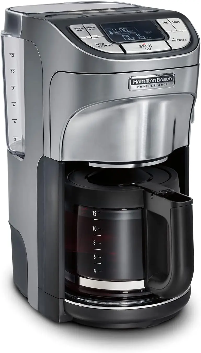 

Programmable Drip Coffee Maker, 12 Cup Capacity Ergonomic Carafe, 60oz Removable Reservoir, Brushed Metal (49500) Falafels maker