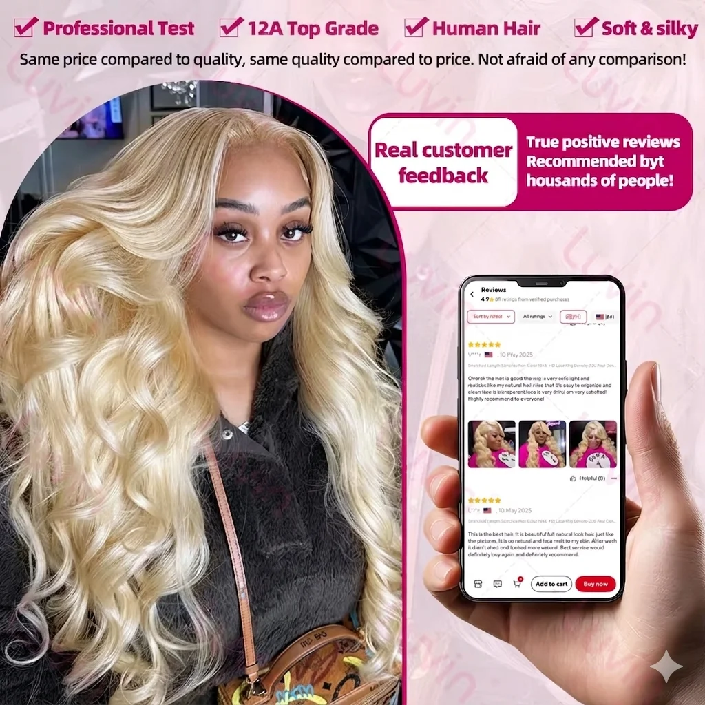 250% 613 Honey Blonde 30 40 HD 13x6 Body Water Wave Lace Frontal Human Hair Wigs 13x4 Transparent Lace Front Brazilian Remy Wig 4