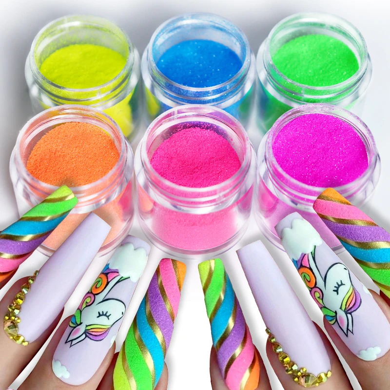 Sugar Powder Neon Glitter Colorful 3D Snow Effect Design Pigment Bulk Dust  For Nail Art Decorations Charms Summer Manicure Tips - AliExpress