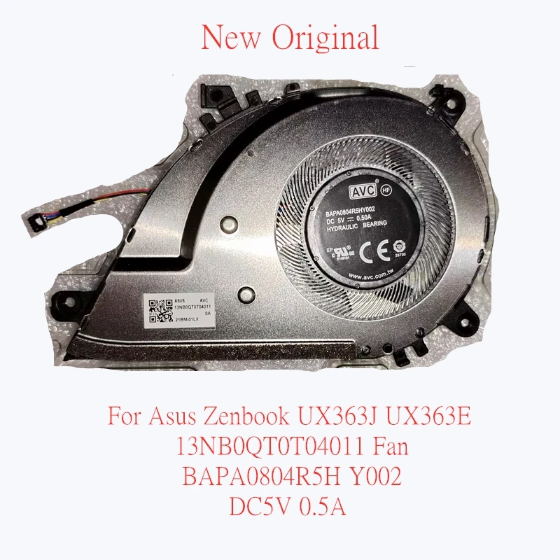 Ventilador de Refrigeração do Processador Portátil Original Asus Zenbook Ux363j Ux363e 13nb0qt04011 Bapa0804r5h Y002 dc 5v 0.5a Novo