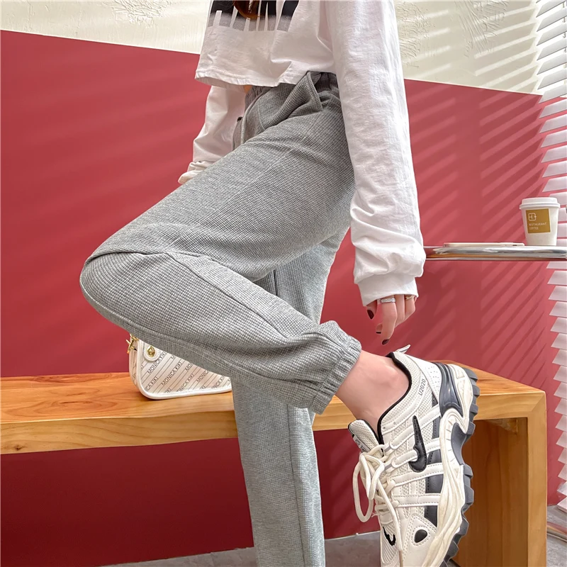 

SUO&CHAO New Women's Fashion Solid Color Casual Loose Drawstring Sports Pants