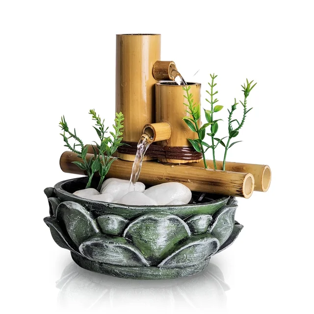 Fonte de Água Zen com Cascata e Bambu - Vários Modelos para Equilibrio e Decoração Mística