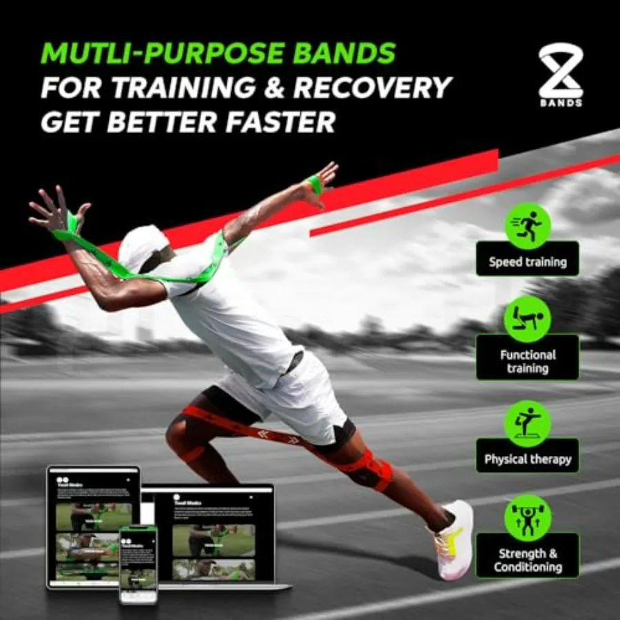 Bands Multi-Loop Fabric Resistance Bands for Sports Performance, Home Workouts, Speed, Strength & Conditioning | Ideal for Physi