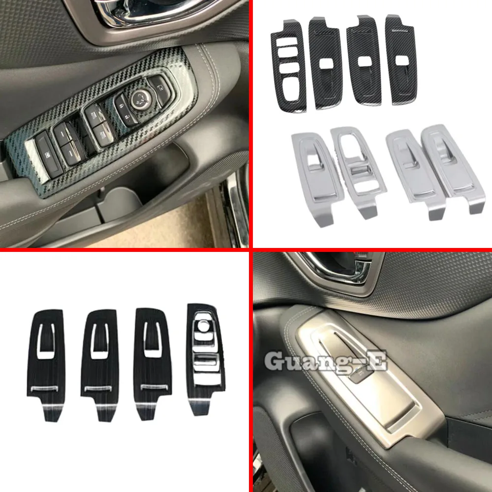 

For Subaru Forester 2018 2019 2020 2021 2022 Car Part Door Window Glass Panel Armrest Lift Switch Button Stick Trim Molding 4PCs