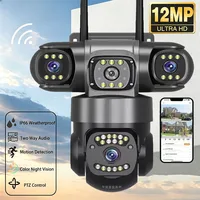 Caméra de surveillance extérieure 12MP 6K HD à triple objectif, triple écran, connexion Wi-Fi, vision nocturne, caméra de sécurité domestique étanche 1