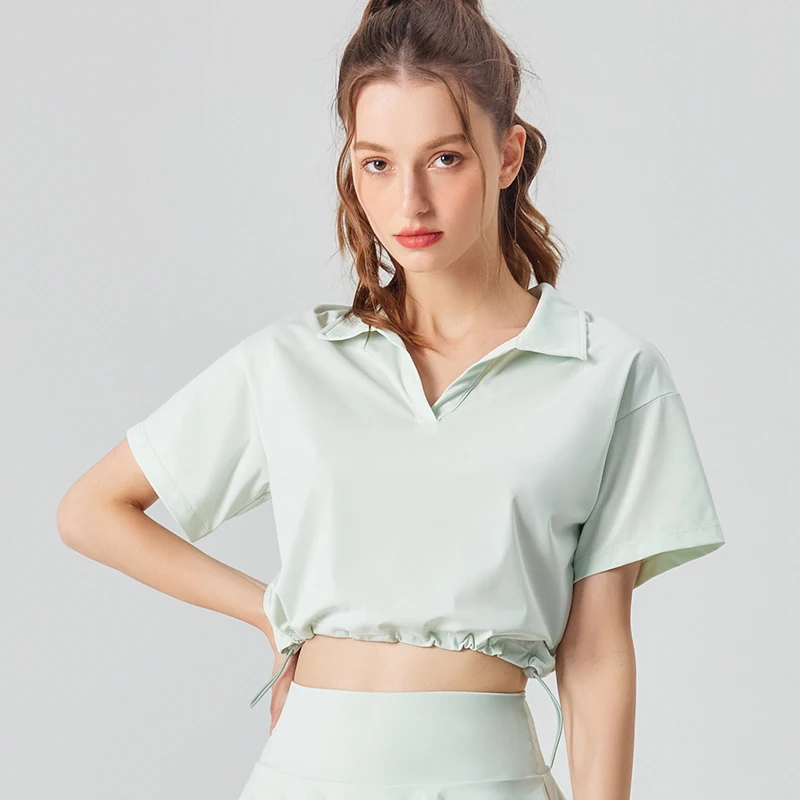 UPF 50+ Outdoor and Tennis Short Sleeve Shirt and Skirt 2 Piece Set Cool Feel New Fashion Polo Collar Golf Yoga Sets for Women