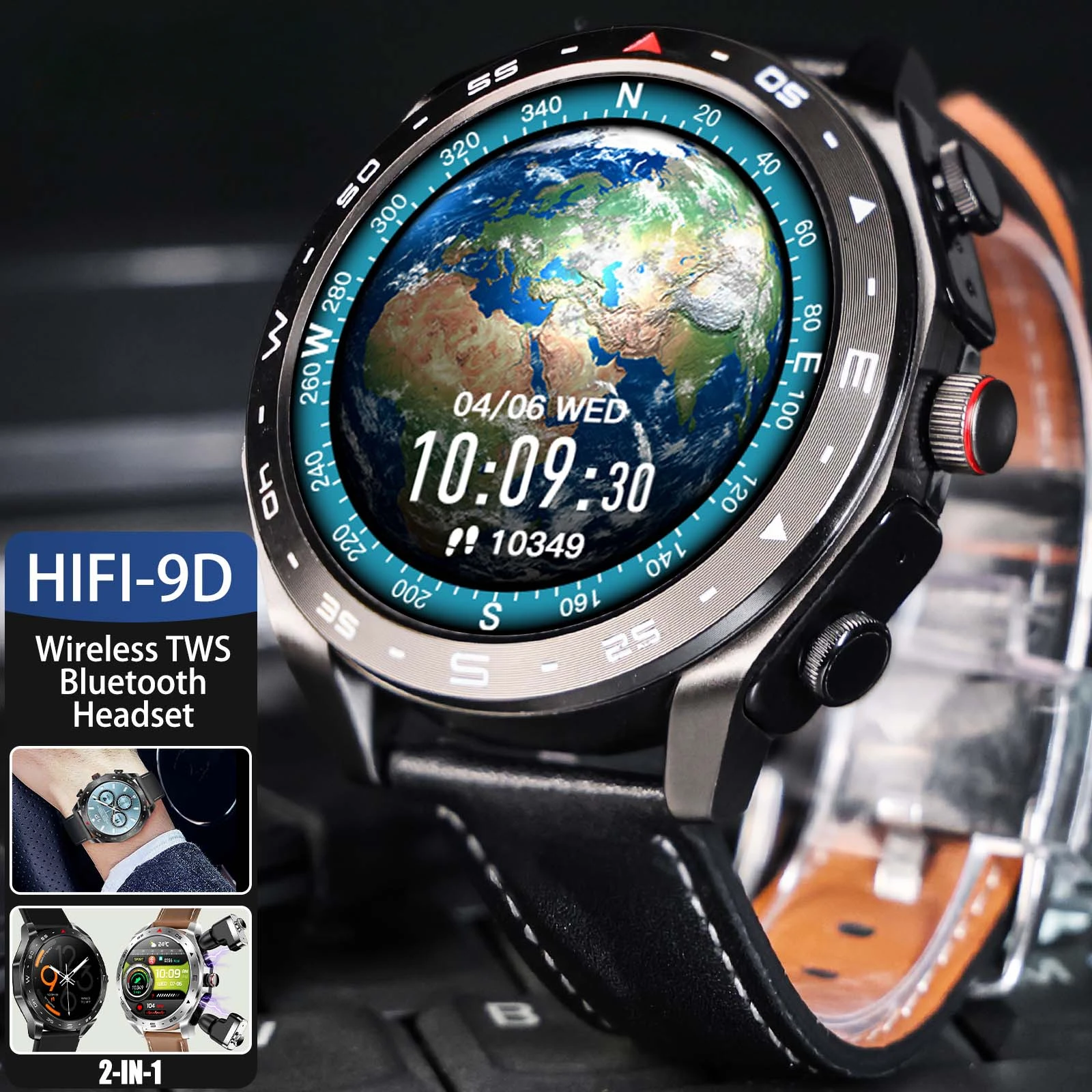

2024 New 2-In-1 Smart Watch with TWS HIFI Earbuds 1.52" IPS T95 Men Fitness Tracker Bluetooth Call Heart Rate Blood Pressure