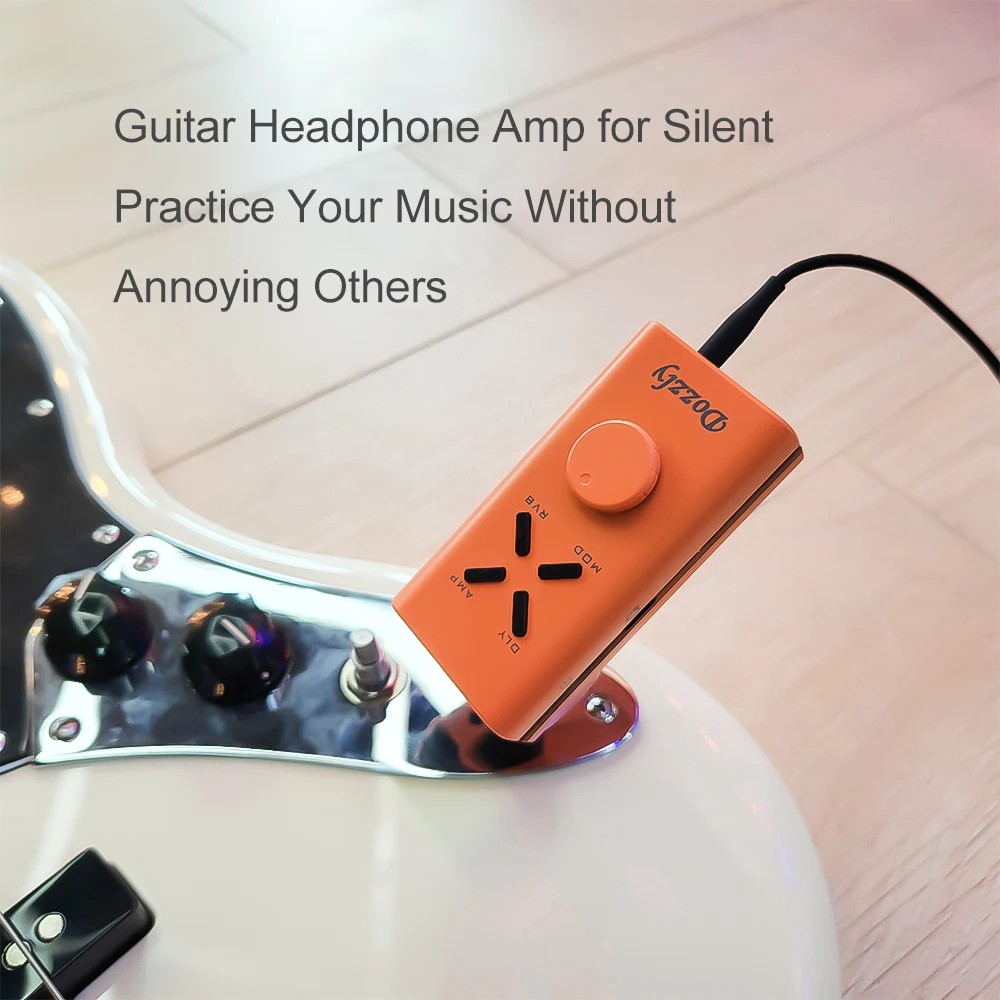 DOZZLY Portable Mini Electric Guitar Headphone Amp Mutil Effects 1/4 Inch Plug Rechargeable Pocket Headphone Amp