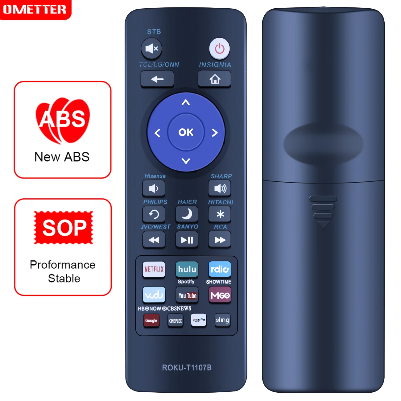 Universal Remote Control T1107B For ROKU Streaming Player Boxes TV TCL LG  ONN Sharp Philips Hisense JVC RCA Sanyo Haier Hitachi