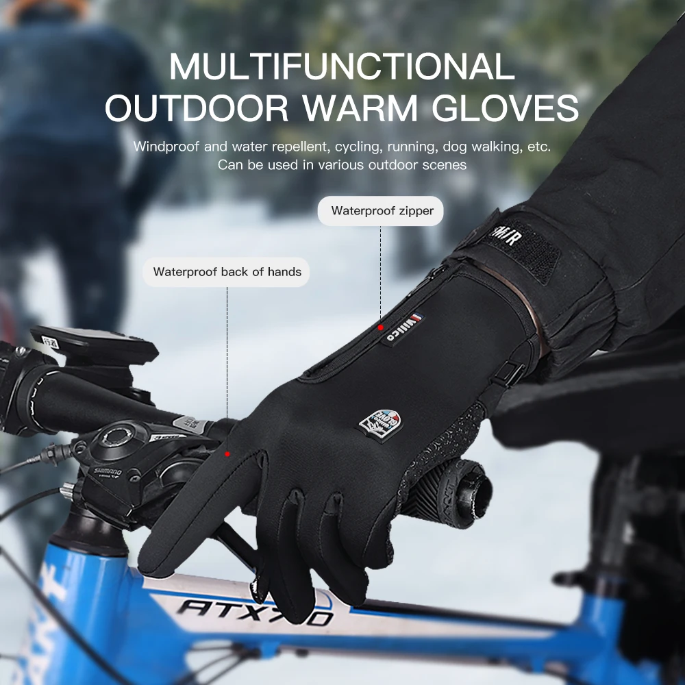 Winter Cycling Gloves  Windproof Touch Screen Bike Warm Gloves Cold Weather Running Sports Hiking Ski Mitten