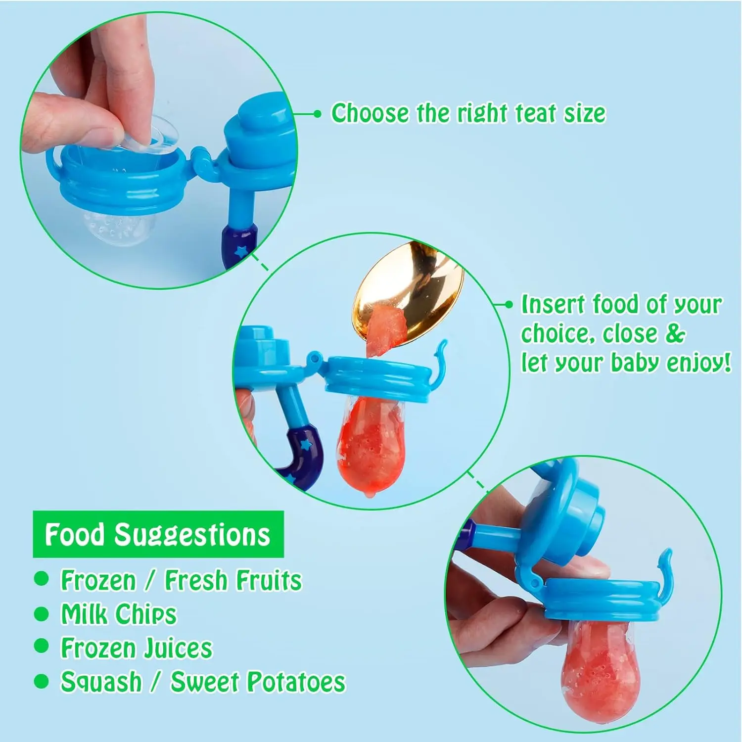 1Pcs Baby Fruit Food Feeder Silicone Spoon Food Grade Newborn Tableware