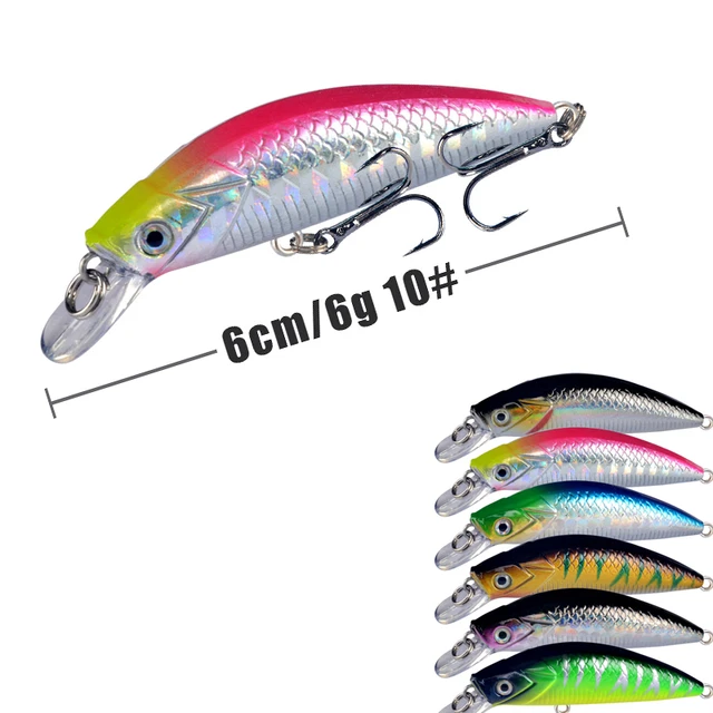 6pcs/Lot 7cm/6g Fishing Lures Jerkbait Crankbaits Minnow Hooks Bait Bass  Tackle