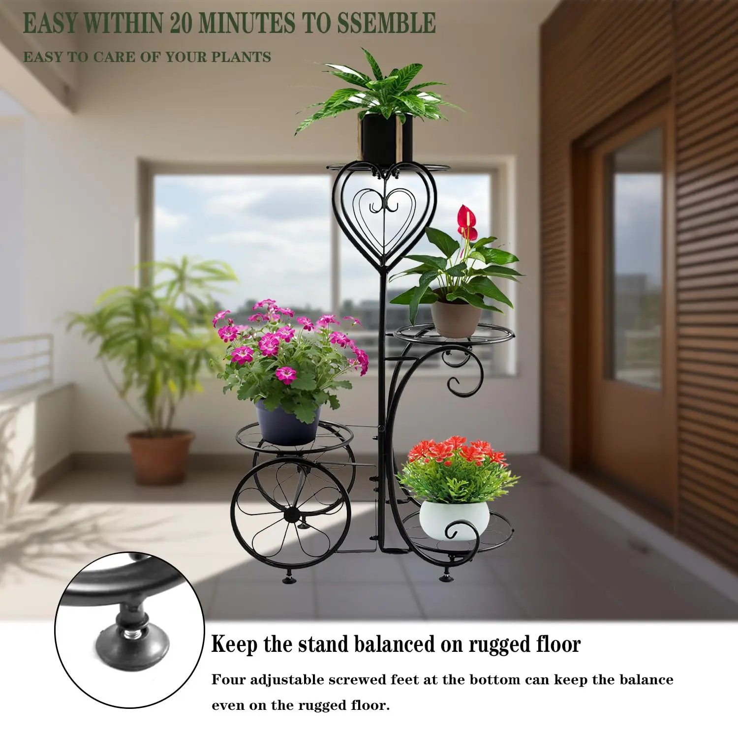 Metal Plant Stand Shelf Indoor Outdoor Plants Multiple 4 Tier Tall Corner Vertical Stands Tiered Flower Pot Holder Rack