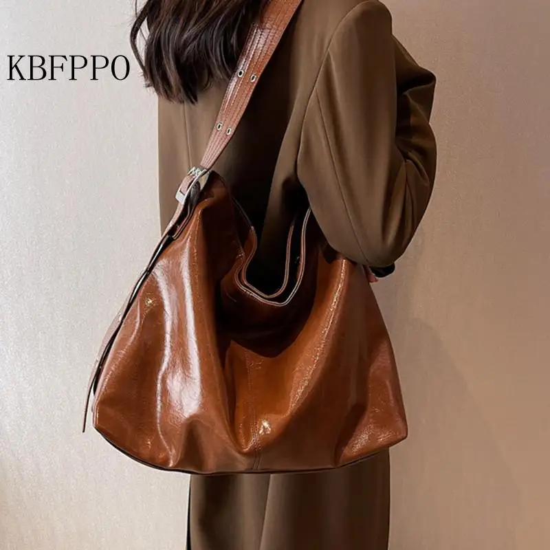 

Lazy Style Big Bag Women Bag European And American Station Oily Wax Leather Casual Tote Bag Large Capacity High-end Texture Bag