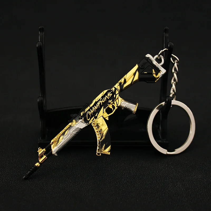 Valorant Weapon Champions 2021 Vandal Skin Keychain 8cm Mini Gun Metal Model Toy Game Peripheral Collection Anime Figure Toys 9cm valorant game peripheral weapon champions 2021 skin for vandal metal alloy model keychain material katana sword toy gift