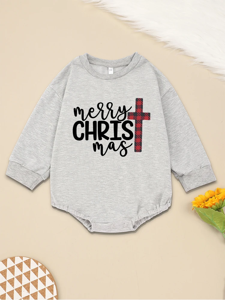 

Merry Christmas Rope De Bebé European Style Popular Festival Baby Boy Girl Clothes Grey Long Sleeve Xmas Toddler Bodysuits