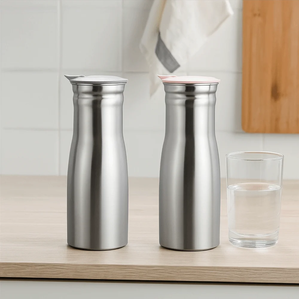 Teapot 1L Stainless Steel Cold Kettle Large Capacity Leakproof Water Pitcher with Sealed Lid Fruit Juice Pot for Home