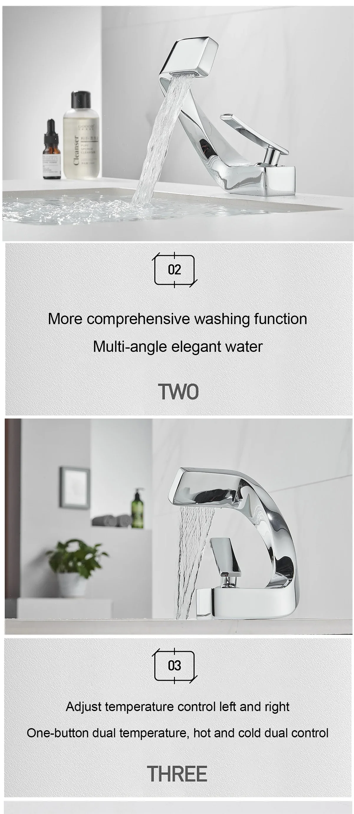 Description Picture 3 of itemModern Luxury Bathroom Faucet Mixer Vanity High Quality Bathroom Sink Faucet